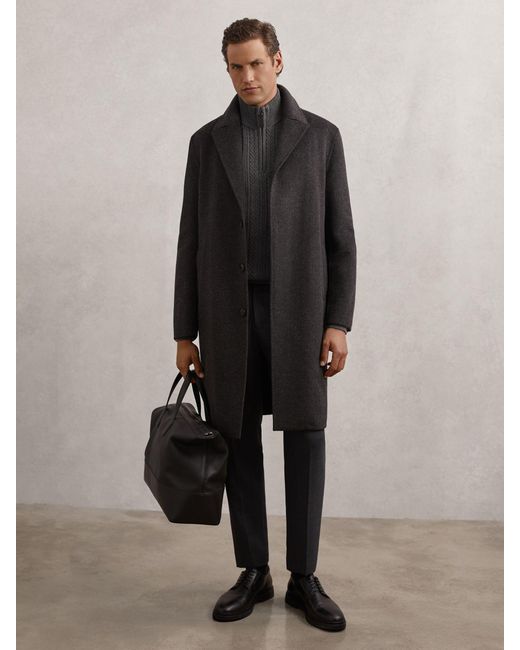 Reiss Gray Cable-Knit Half-Zip Jumper With Wool for men