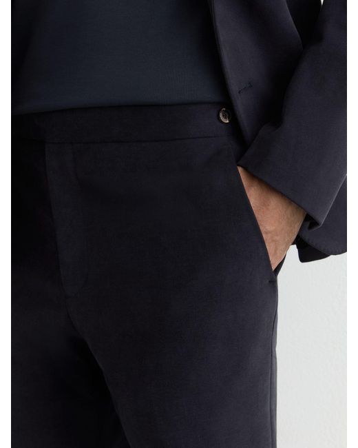 Reiss Blue Brushed Twill Tailored-Fit Trousers for men