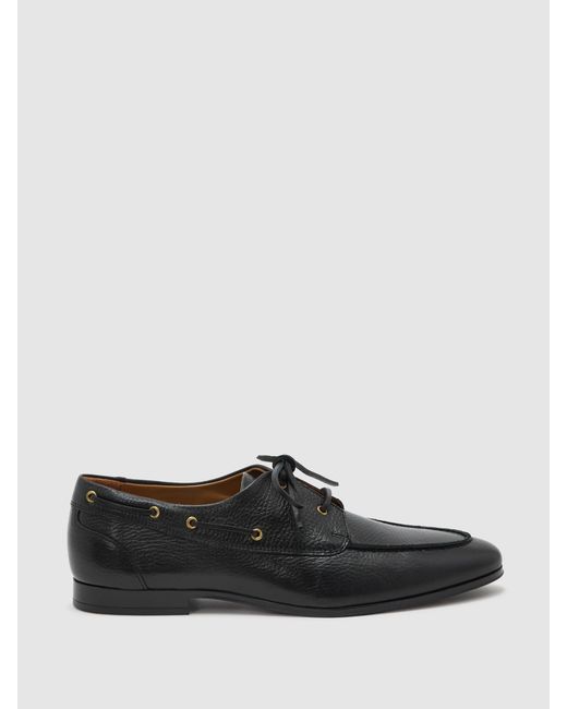 Reiss Blue Leather Low-Profile Boat Shoes for men