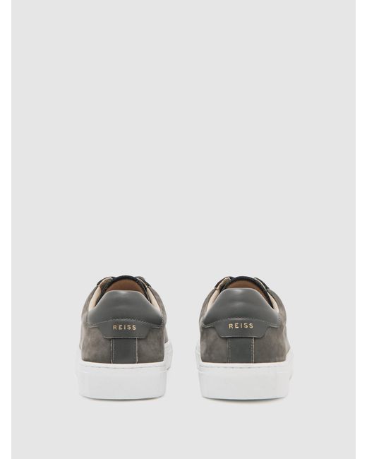 Reiss Blue Nubuck - Grey Finley Nubuck Nubuck Leather Lace-up Trainers, Us 14 (uk 13) for men