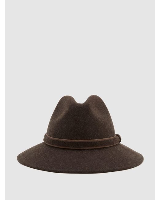 Reiss Black Wool-Felt Fedora Hat, S & M