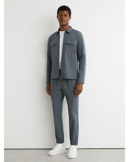 Reiss Blue Technical Cuffed Drawstring Trousers for men