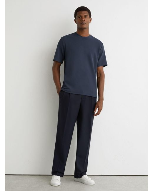 Reiss Jack - Airforce Blue Textured Crew-neck Modern-fit T-shirt, S for men