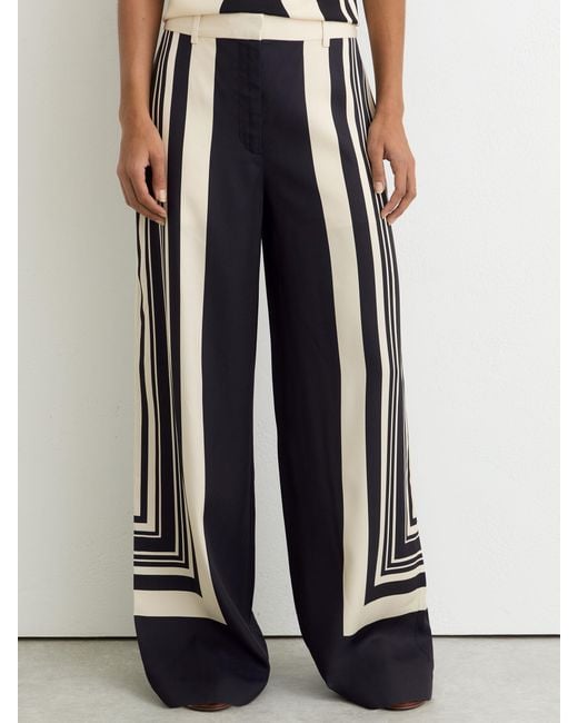 Reiss Caris - Black/white Petite Wide-leg Scarf-print Trousers, Us 2