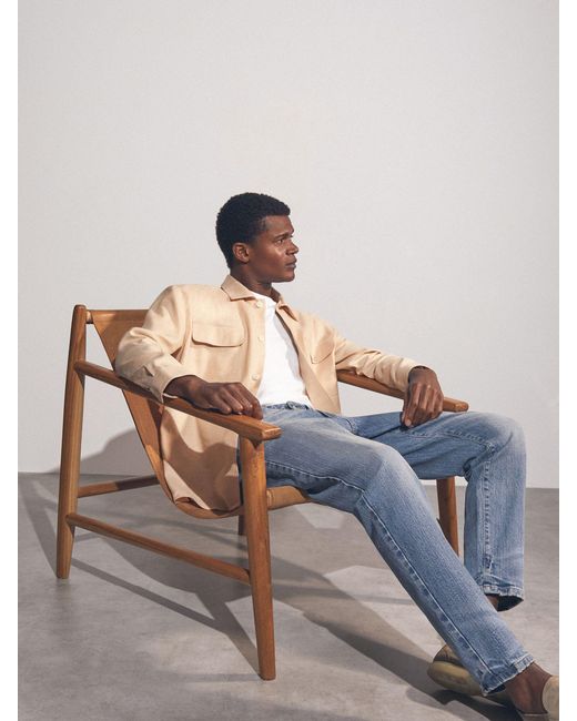 Reiss Brown Linen Twin-Pocket Overshirt for men