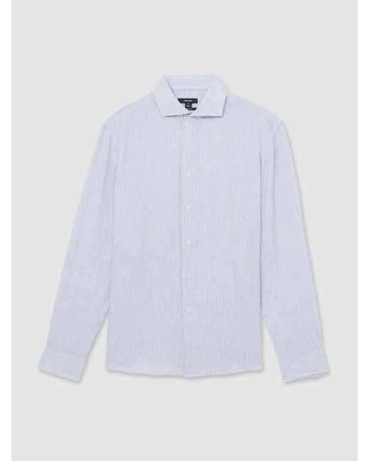 Reiss Natural Soft & Fine Stripe Linen Striped Cutaway-Collar Shirt for men
