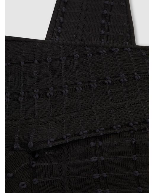 Reiss Blue Alex - Black Cross Neck Textured Top, L (us 12-14)