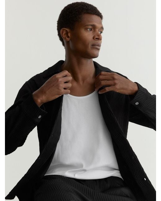 Reiss Temi - Black Wave-jacquard Cuban-collar Shirt Regular-fit, S for men