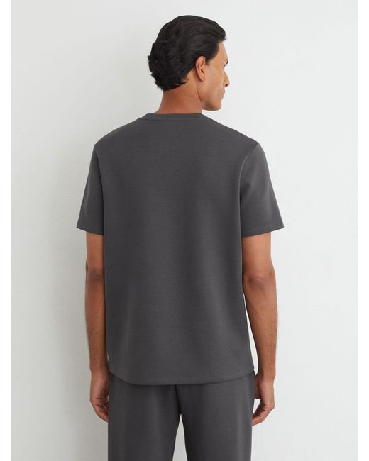Reiss Gray Sueded Interlock Jersey Modern-Fit T-Shirt for men