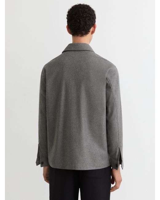 Reiss Gray Cooper - Soft Grey Wool-blend Patch-pocket Overshirt, S for men