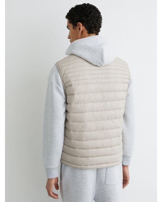 Reiss Gray Alpine - Light Stone Quilted Zip-through Gilet, M for men