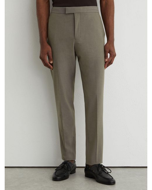 Reiss Multicolor Found - Dark Sage Green Slim Fit Stretch Drawstring Trousers, 28 for men