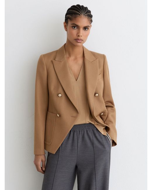 Reiss White Wool-Blend Double-Breasted Blazer