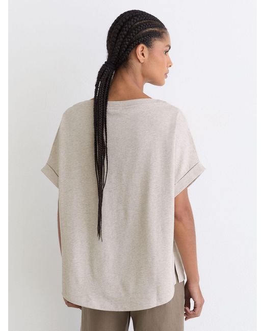 Reiss White Cotton Wide-Neck Relaxed-Fit T-Shirt