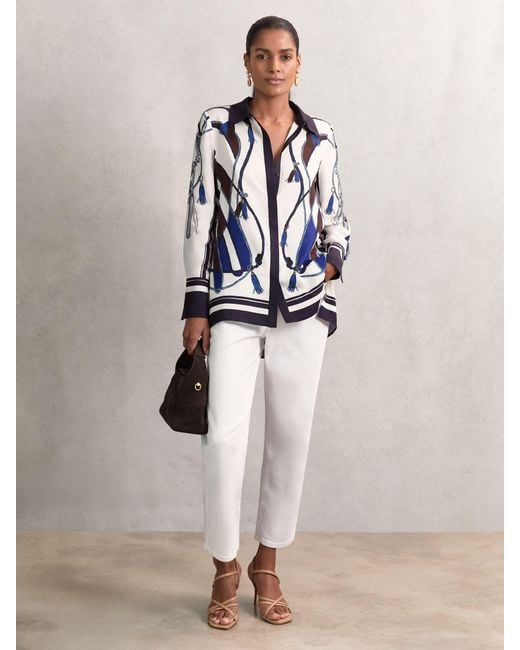 Reiss Natural Scarf Print Colourblock Shirt