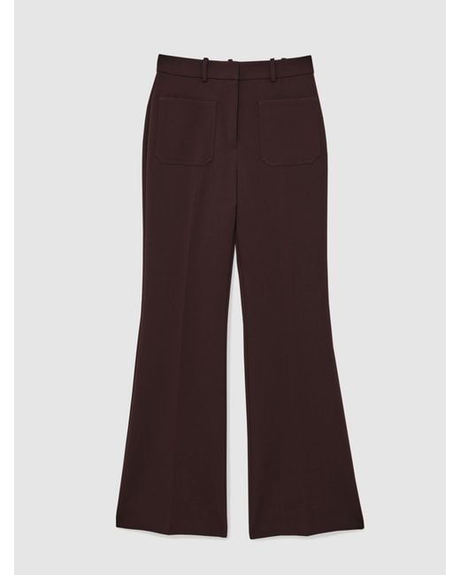 Reiss Multicolor Petite Twill Patch-Pocket Flared Trousers