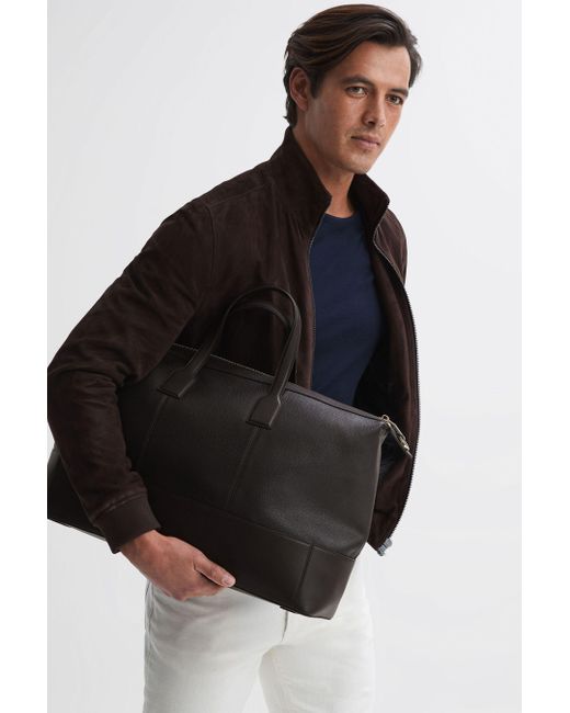 Reiss Black Carter - Chocolate Leather Holdall, One for men