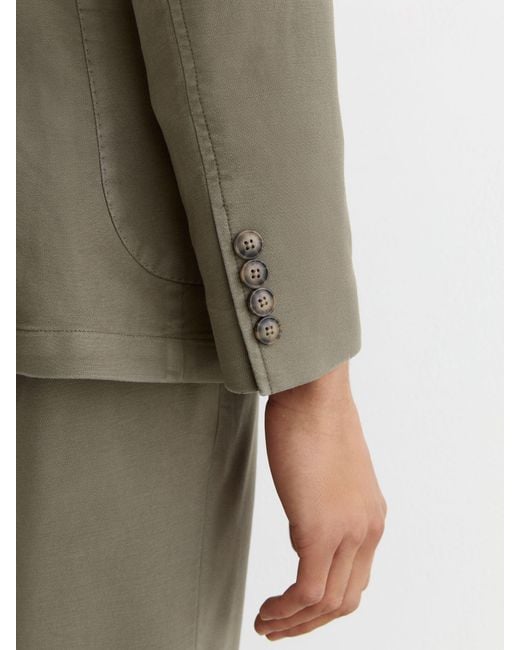 Reiss Green Garment-Dyed Piqué Single-Breasted Suit Blazer Tailored-Fit for men