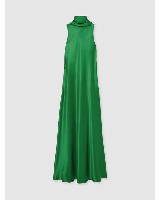 Reiss Fae - Green Satin Cape Maxi Dress, Us 2