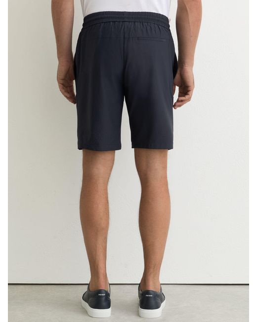 Reiss Blue Seersucker Drawstring Shorts for men