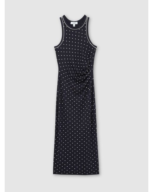 Reiss White Jersey Polka-Dot Racer Midi Dress