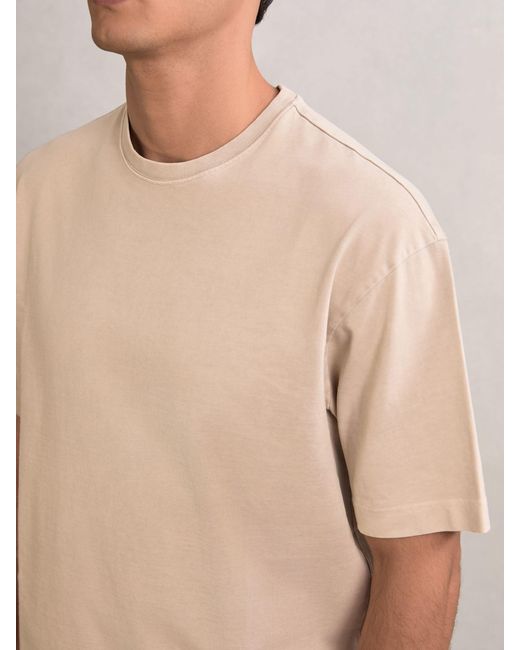 Reiss Natural Cotton Garment-Dyed Oversize T-Shirt for men