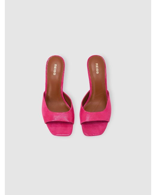 Reiss Yasmin - Pink Textured Open-toe Heeled Mules, Us 7 (uk 5)