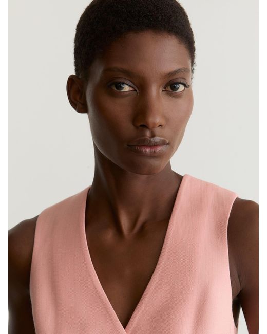 Reiss Pink Button-Through Tailored Waistcoat