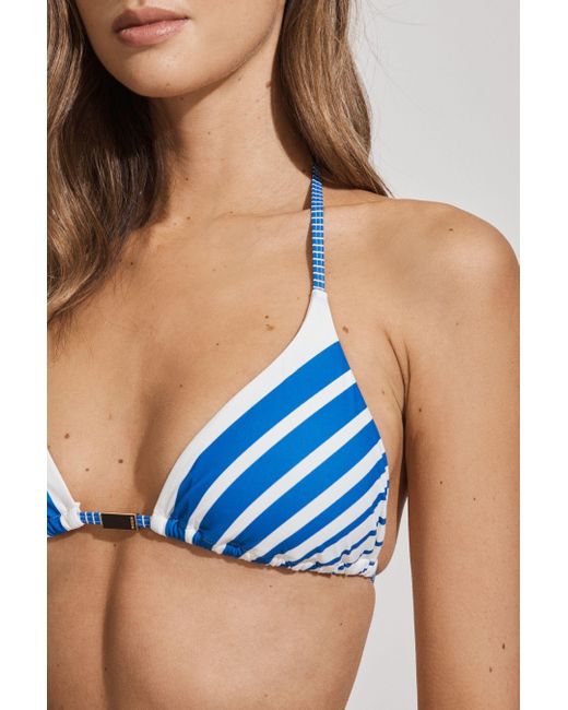 Reiss Multicolor Tilly - Blue Stripe Striped Halterneck Bikini Top