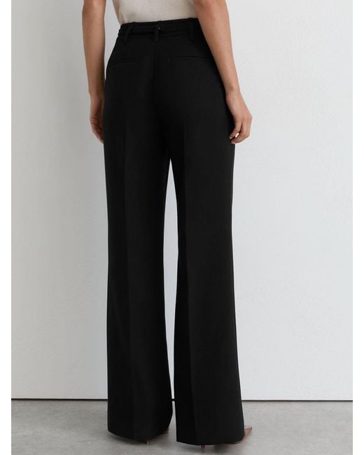 Reiss White Flared Knot-Hardware Belted Trousers