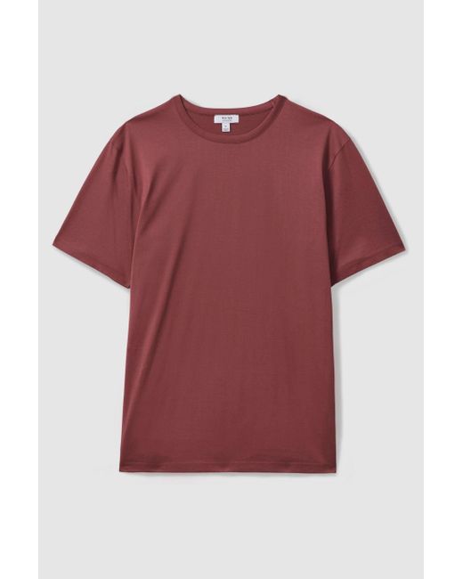 Reiss Brown Caspian - Old Rose Mercerised Cotton Crew Neck T-shirt, Xs for men