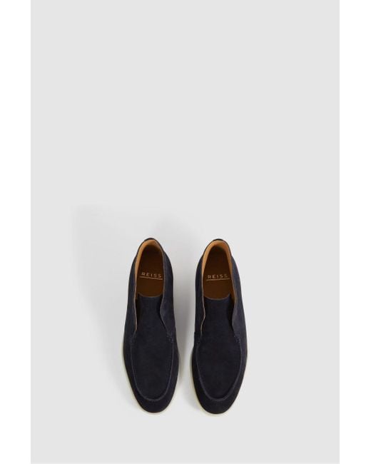 Reiss Blue Mid - Navy Kason Suede Slip-on Boots for men
