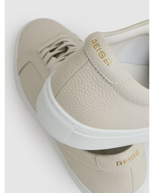 Reiss Natural Luca - Off White Tumbled-leather Low-top Trainers, Us 11 (uk 10) for men