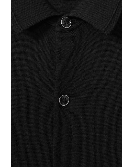 Reiss Forbes - Black Merino Wool Button-through Cardigan for men