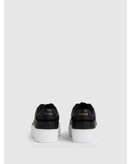 Reiss Black Francesca Leather Low-Top Trainers
