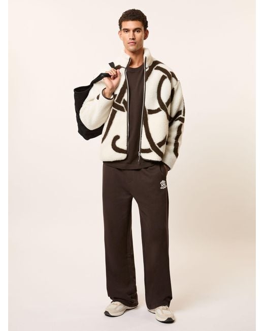 Reiss Natural Monogram Motif Relaxed Fleece Jacket for men