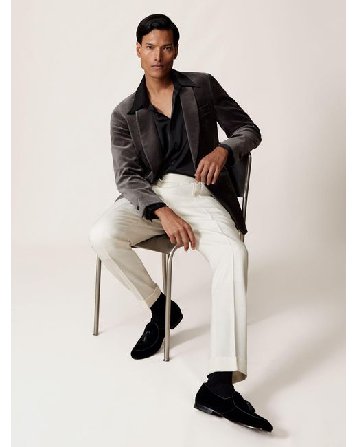Reiss Black Single-Breasted Velvet Blazer Tailored-Fit for men