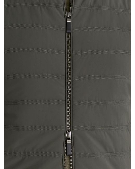 Reiss Gray Quilted Funnel-Neck Knitted Gilet for men