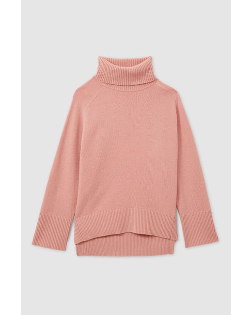 Reiss Pink Soft Wool-Cashmere Roll-Neck Jumper