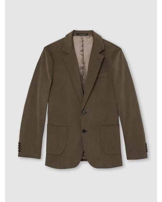 Reiss Brown Brushed Twill Single-Breasted Blazer Tailored-Fit for men