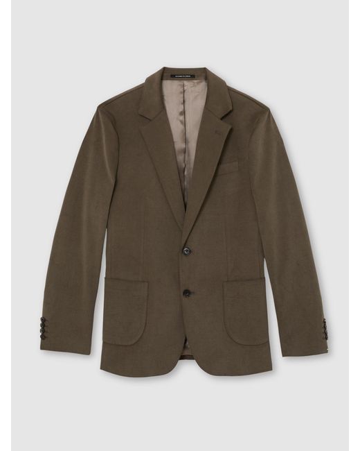 Reiss Brown Brushed Twill Single-Breasted Blazer Tailored-Fit for men
