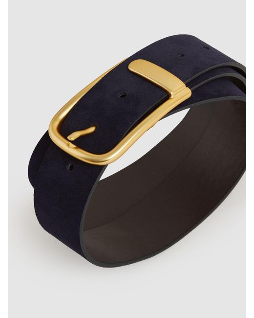 Reiss Blue Leather Half Keeper Belt