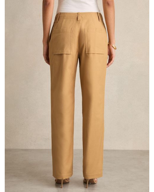Reiss Natural Clement - Tan Lace-up Tapered Trousers, Us 4 R