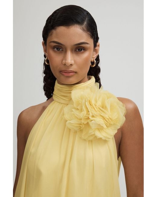 Halston Heritage Metallic Removable Ruffle Chiffon Maxi Dress, & Camel