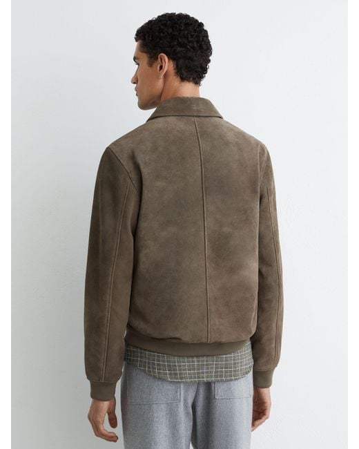 Reiss Gray Suede Zip-Through Jacket for men