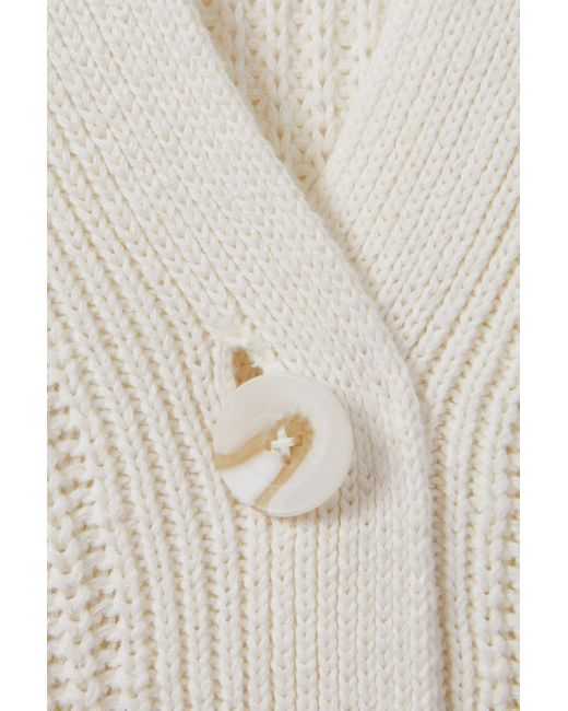 Reiss Natural Ariana - Ivory Cotton Blend Knitted Cardigan