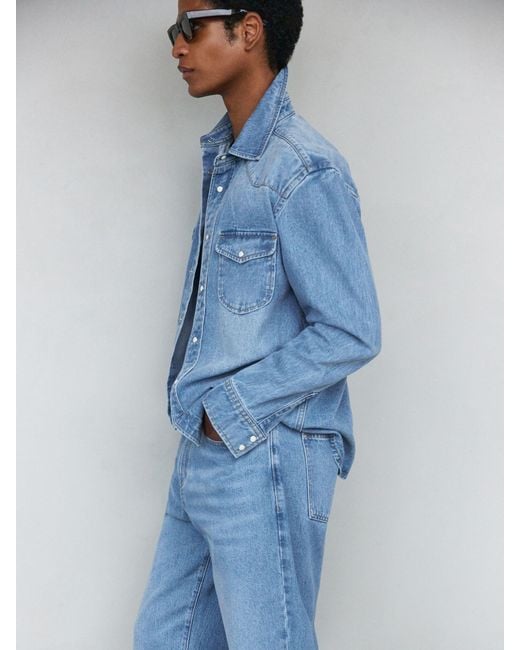 Reiss Blue Denim Western Overshirt for men
