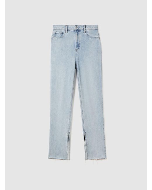 PAIGE Blue Straight Leg Split Hem Jeans