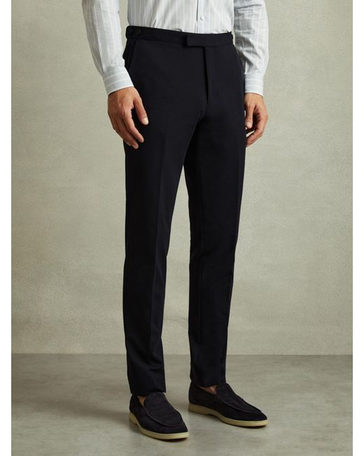 Reiss Black Trial Slim Fit Stretch Trousers for men