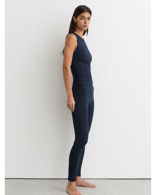 Reiss Blue Crew-Neck Ruched Sports Vest